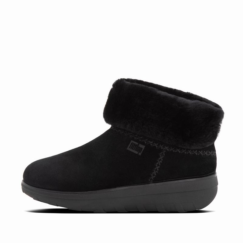 FitFlop Mukluk Shorty Suede Schwarz - FitFlop Stiefeletten Damen Sale [KZUR-84795]